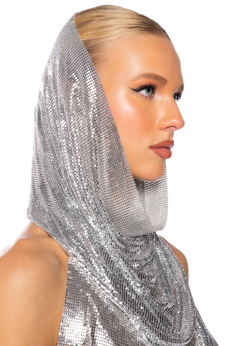 Sequin Headscarf Set Metallic Windproof Festival Scarf for Women, Y2K Glam Outfit Accessory, Burning Man & Rave Wear