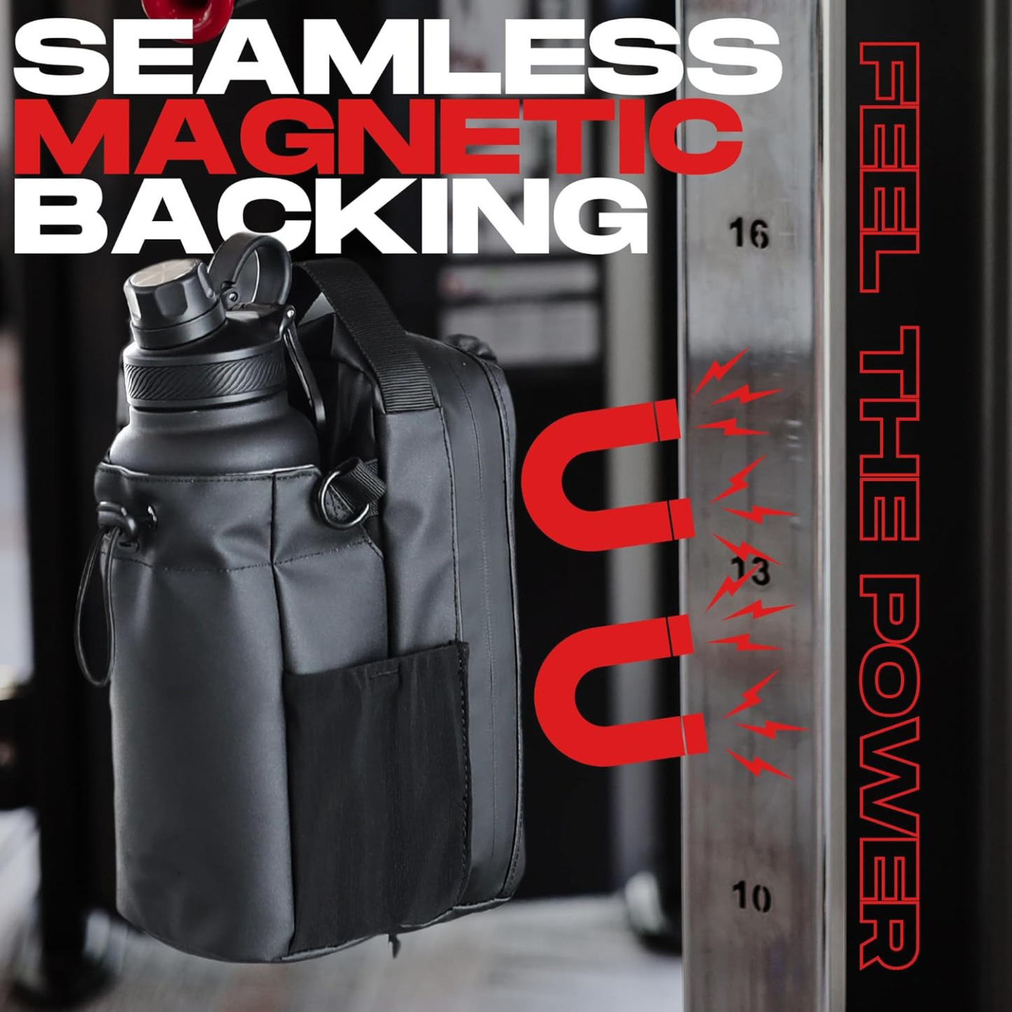 Magnetic Gym Water Bottle Holder Portable Large-Capacity Storage Bag for Bottle & Gear, Strong Magnet, Fitness Accessories Organizer