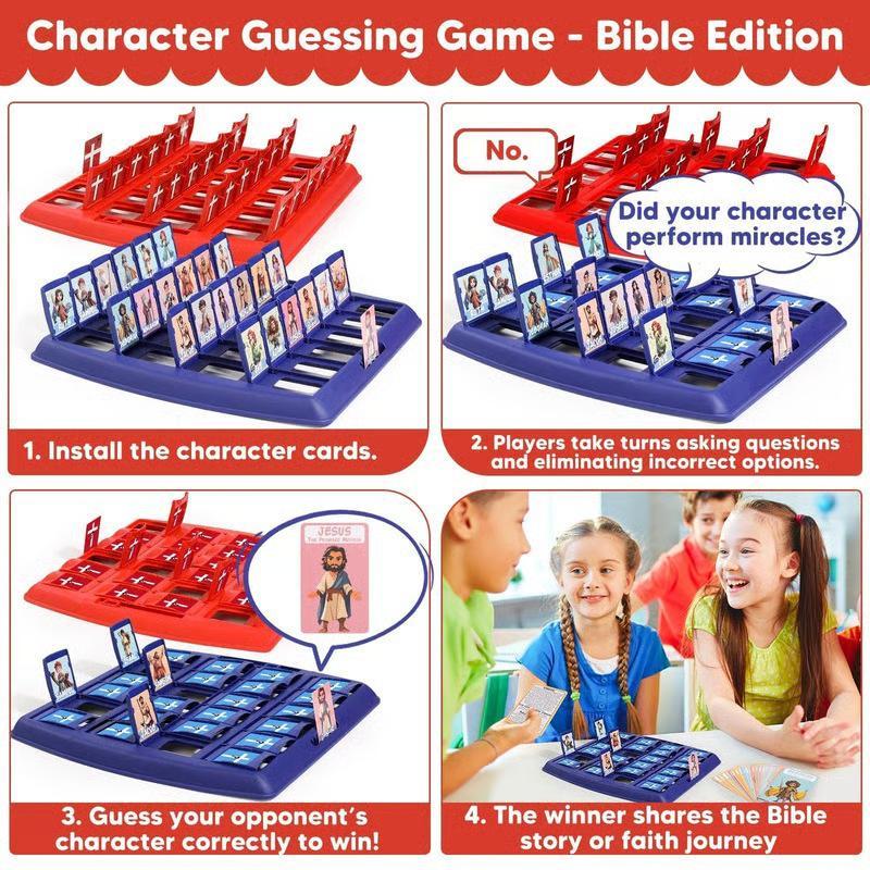 Guess Bible Who I Am Board Games for Kids, 24 Holy Bible Characters with Life Story & Verse Cards, Bible Trivia Study Supplies for Sunday School, Youth Group & Teens, Christian Catholic Gifts