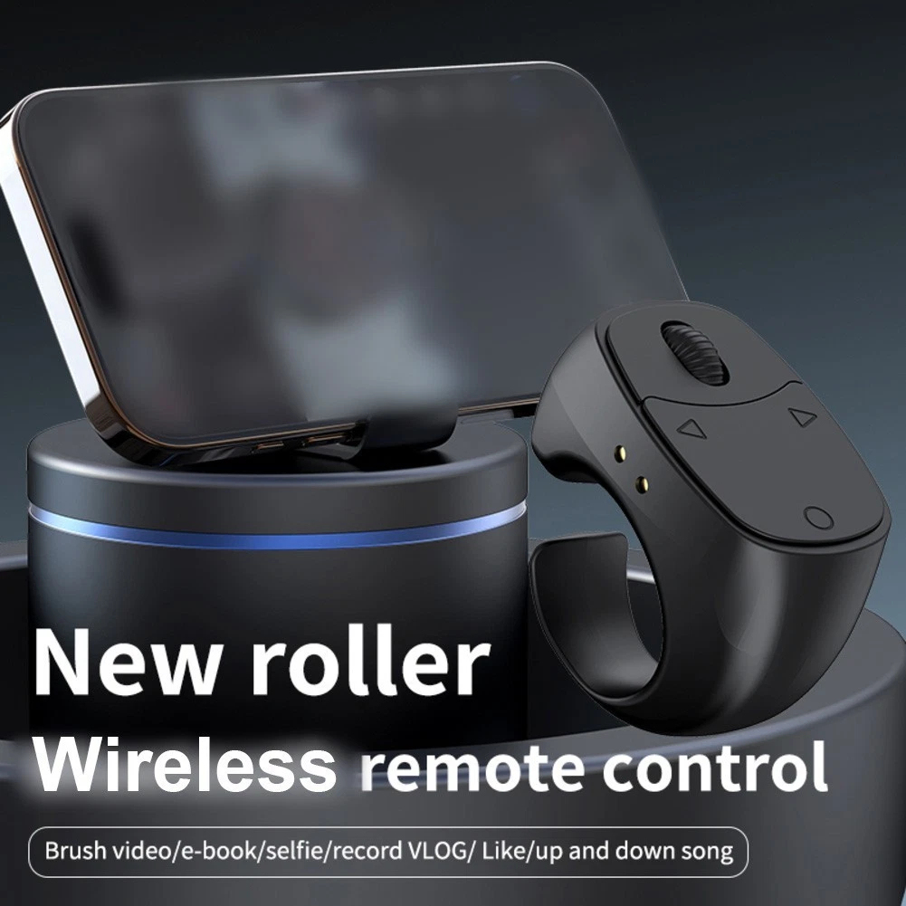 Tik Tok Viral Bluetooth Scrolling Ring Remote, iPhone iPad Page Turner, Video & Music Controller iOS Android Compatible