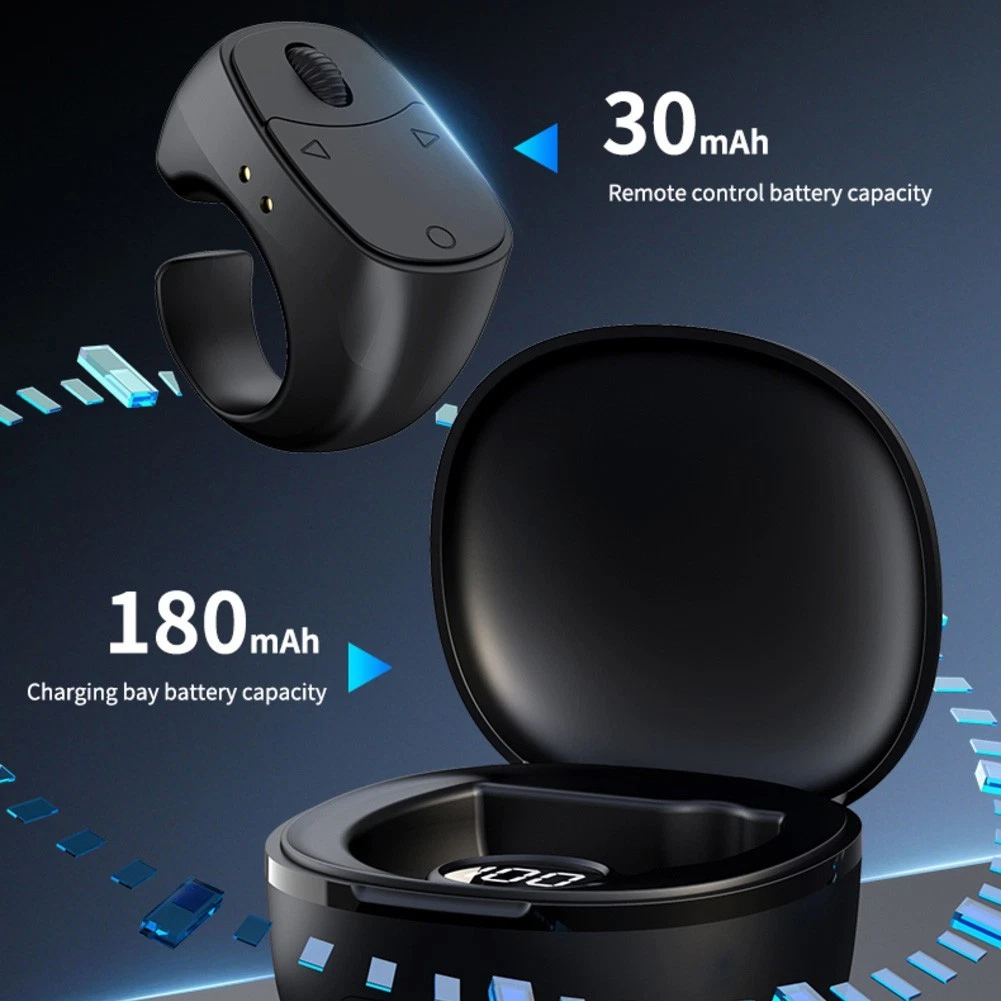 Tik Tok Viral Bluetooth Scrolling Ring Remote, iPhone iPad Page Turner, Video & Music Controller iOS Android Compatible