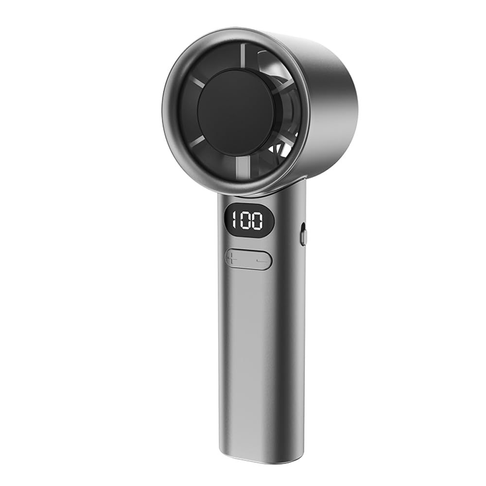 High-Speed Portable Handheld Fan with Digital Display Port 120 Speed Levels, Stepless Adjustment for Camping, Travel, and Home Office Use