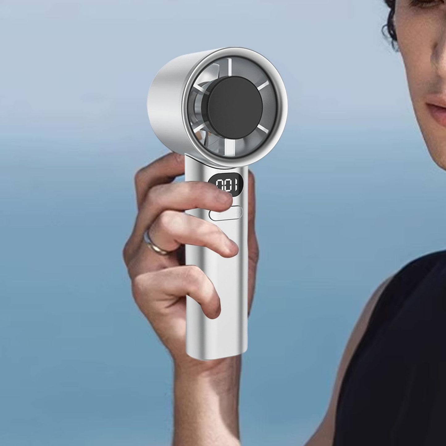 Turbo Cooling Handheld Fan Powerful Silent USB Desk Fan with Ice Chill Airflow, Portable Bladeless Mini Air Conditioner for Office & Travel