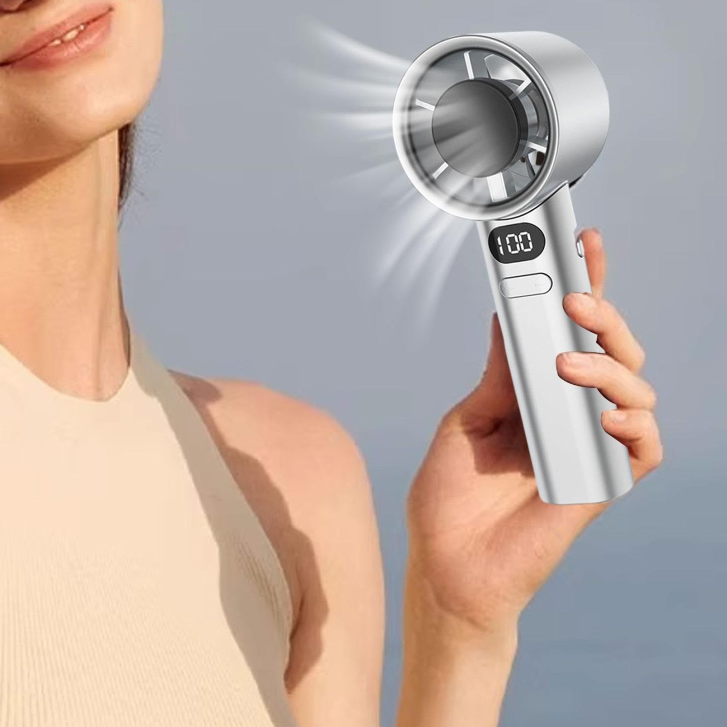 Turbo Cooling Handheld Fan Powerful Silent USB Desk Fan with Ice Chill Airflow, Portable Bladeless Mini Air Conditioner for Office & Travel