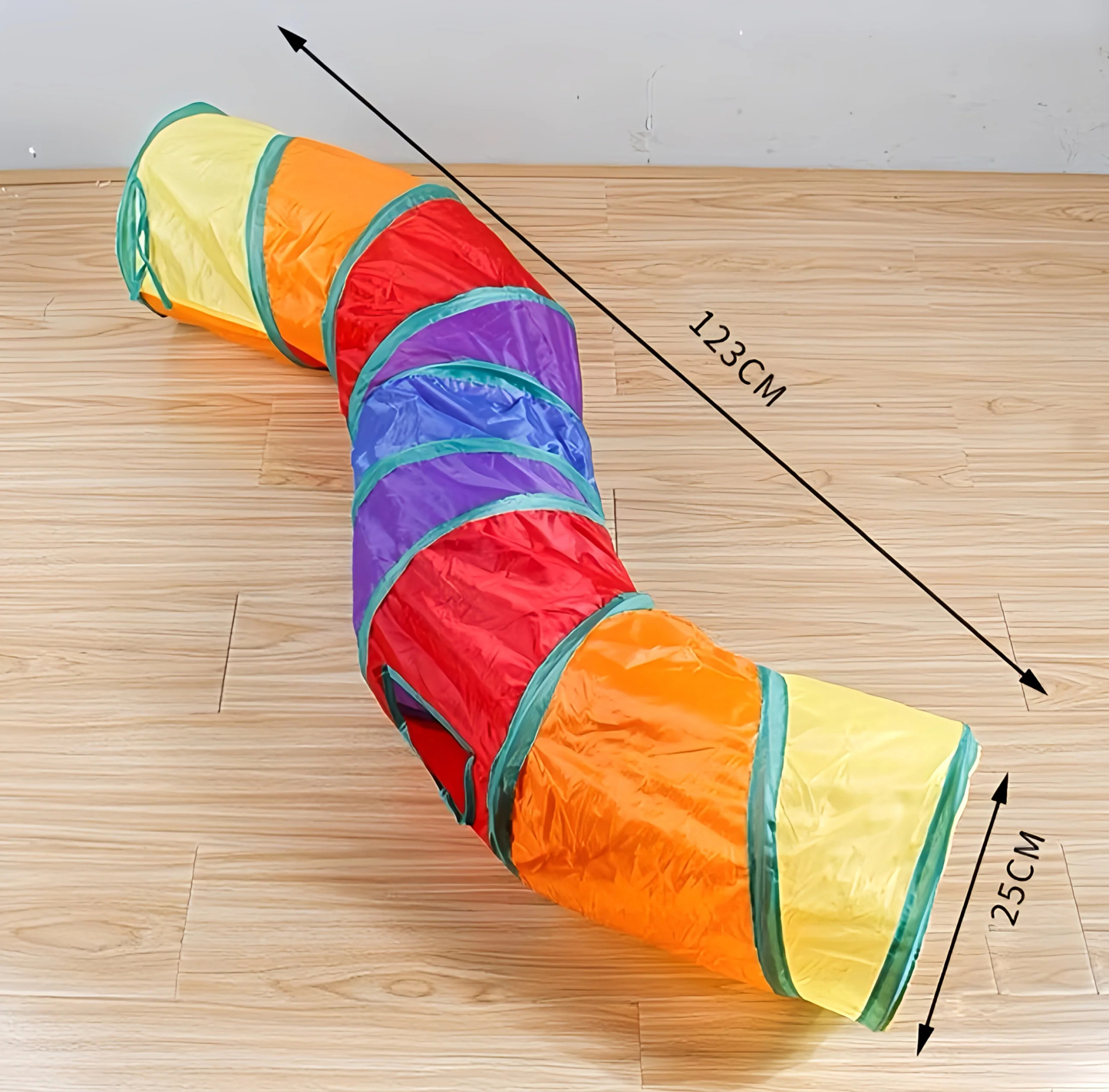 Rainbow Cat Tunnel Toy for Indoor Running Fun for Cats Foldable Play Tube with Peek Hole & Hanging Ball for Kittens, Puppies, and Rabbits