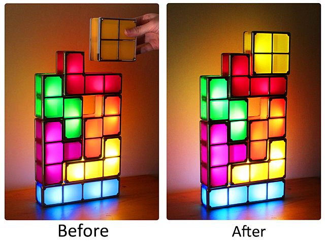Tetris Block LED Lamp – DIY Stacking Puzzle Light for Kids, Creative 7-Color Night Light for Home, Bar, or Window Display