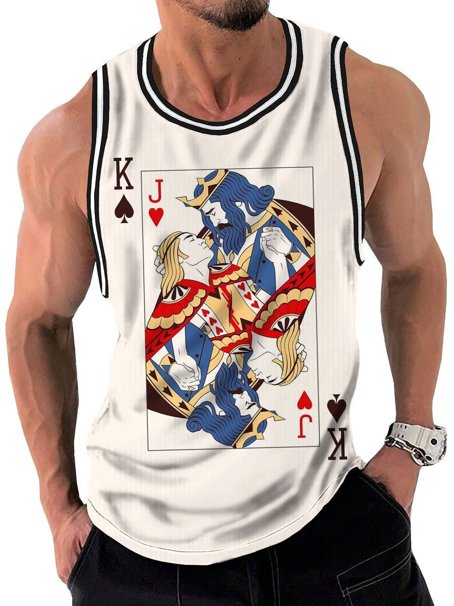2025 Pride Poker Print Tank Top Colorful Gay Man Streetwear for LGBTQ+ Style