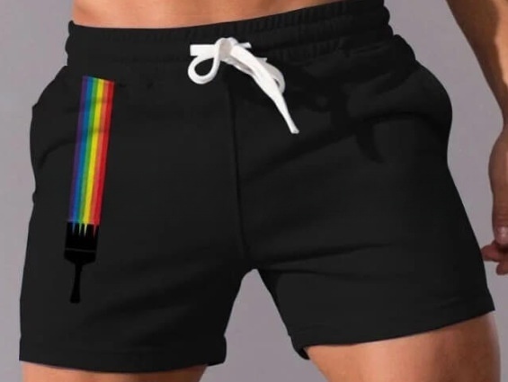 2025 Men's 3D Digital Little Rainbow Print Compression Beach Shorts Striped Sporty Swimwear | Slim Fit, Youth Style, M–4XL