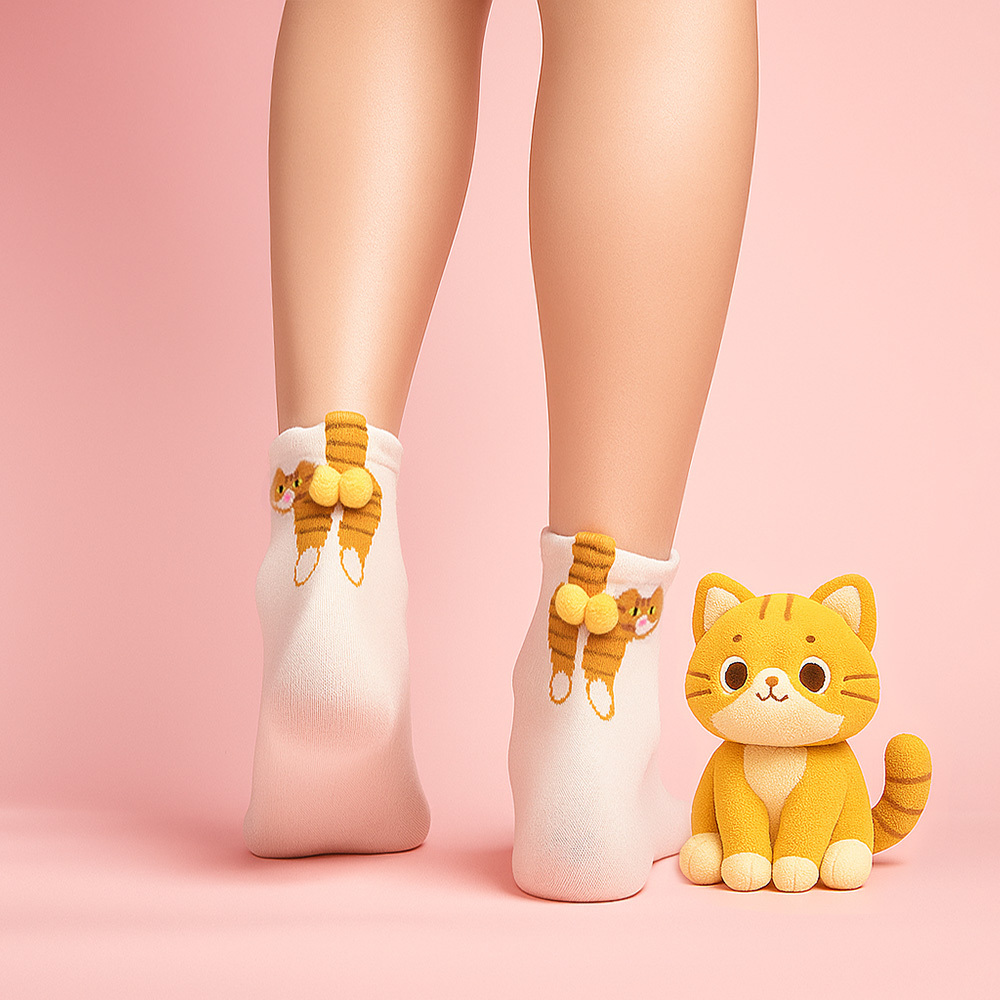 3D Cat Egg Design Socks Cute Kawaii Animal Socks Funny Gift Idea