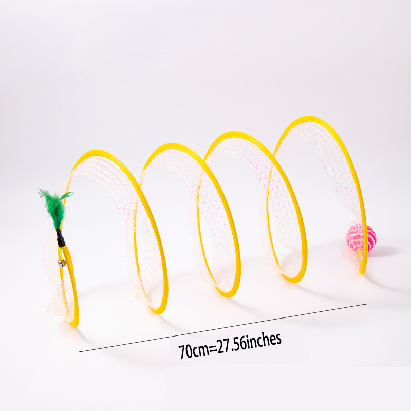 Interactive Cat Tunnel Toy with Feather Teaser – 2-in-1 Cat Tunnel & Wand for Indoor Play, Exercise & Boredom Relief – Lightweight 120g, Steel Wire Structure