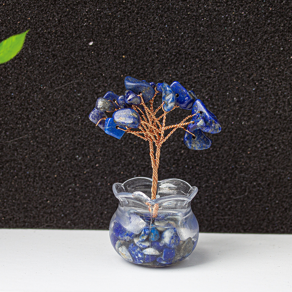 Natural Crystal Tree Ornament – Handmade Gemstone Wealth Tree with Citrine, Rose Quartz, Amethyst & More Feng Shui Decor for Luck, Love, and Energy Balance