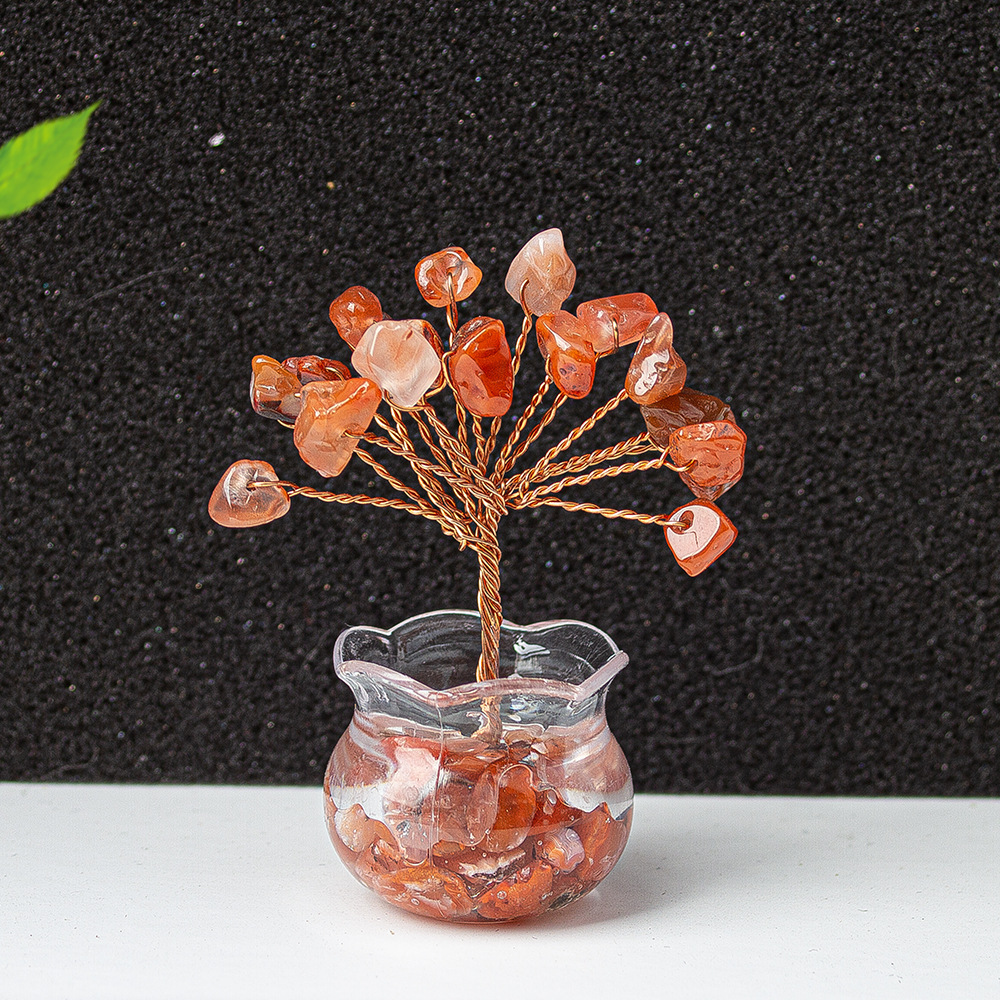 Natural Crystal Tree Ornament – Handmade Gemstone Wealth Tree with Citrine, Rose Quartz, Amethyst & More Feng Shui Decor for Luck, Love, and Energy Balance