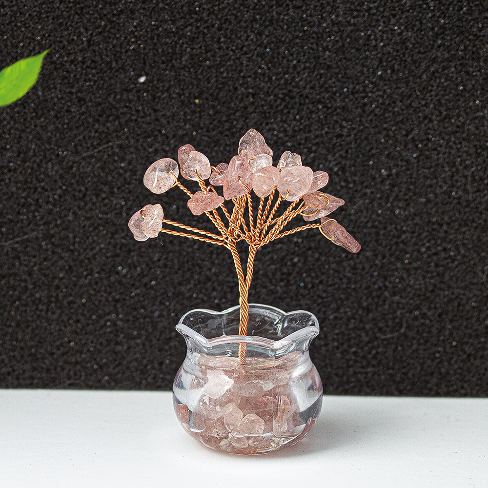 Natural Crystal Tree Ornament – Handmade Gemstone Wealth Tree with Citrine, Rose Quartz, Amethyst & More Feng Shui Decor for Luck, Love, and Energy Balance