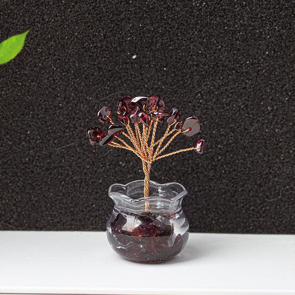 Natural Crystal Tree Ornament – Handmade Gemstone Wealth Tree with Citrine, Rose Quartz, Amethyst & More Feng Shui Decor for Luck, Love, and Energy Balance