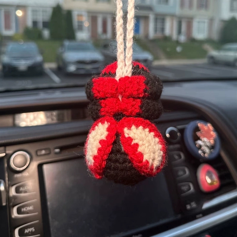 Crochet Spiderman Car Hanger Ornament Accessories, Handmade Amigurumi Plush Car Decor, Cute Super Hero Bag Charm Keychain, Gift for Him Her