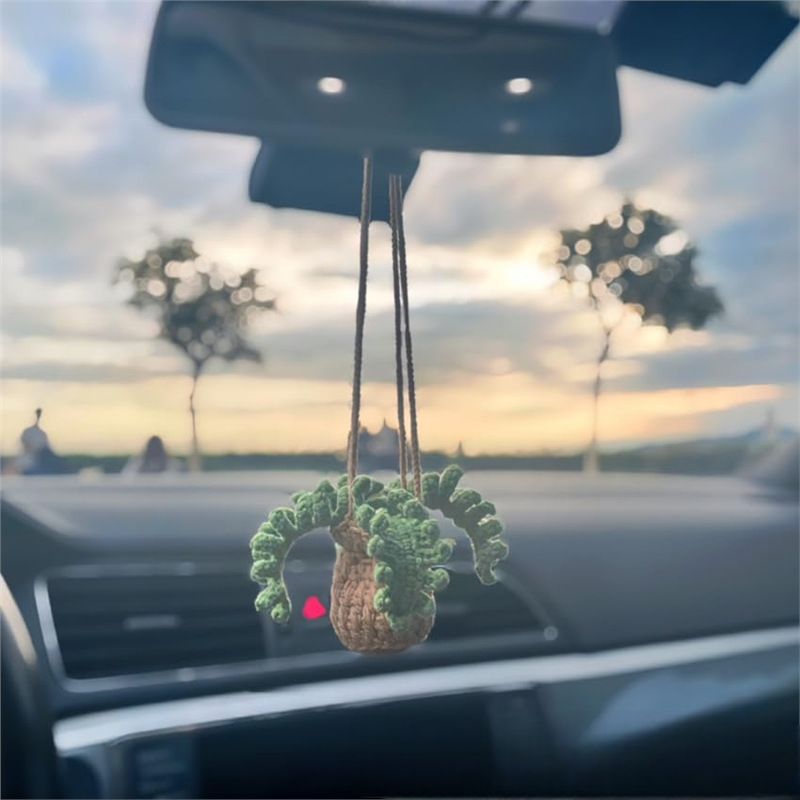 Crochet Lily of The Valley Car Hanging: Handmade Car Mirror Decor