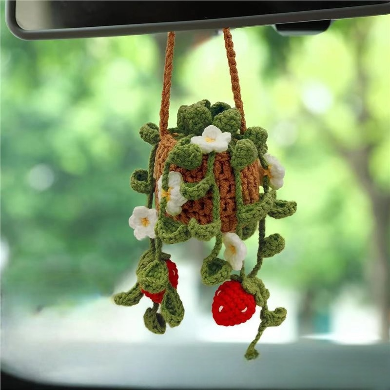 Crochet Lily of The Valley Car Hanging: Handmade Car Mirror Decor