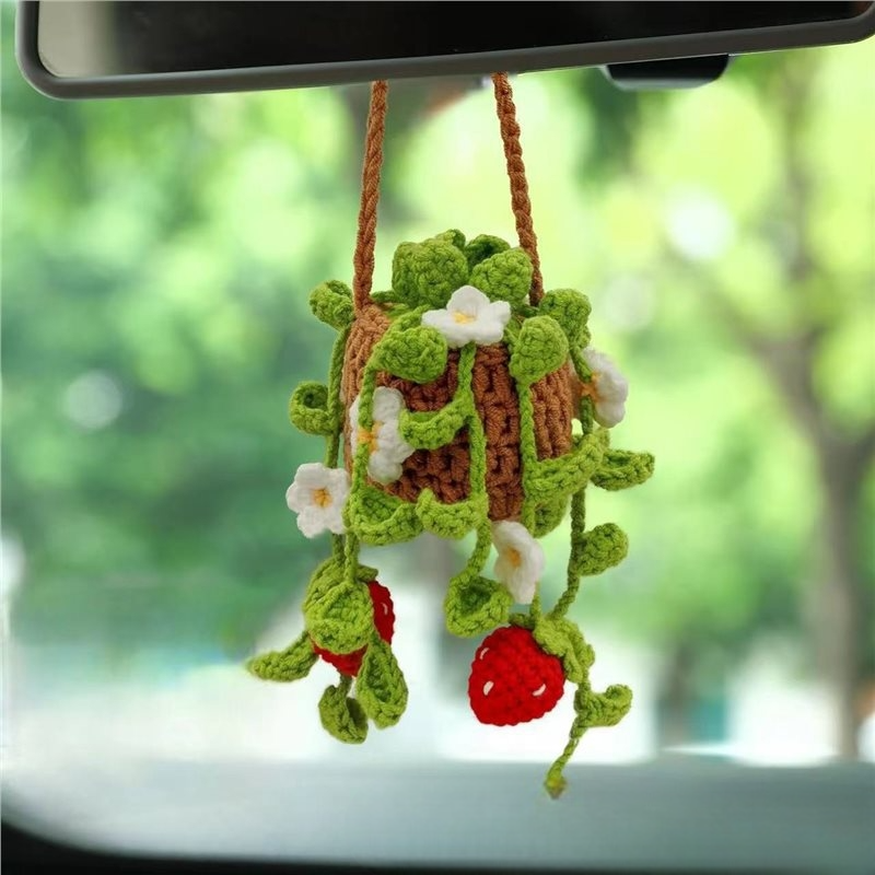 Crochet Lily of The Valley Car Hanging: Handmade Car Mirror Decor