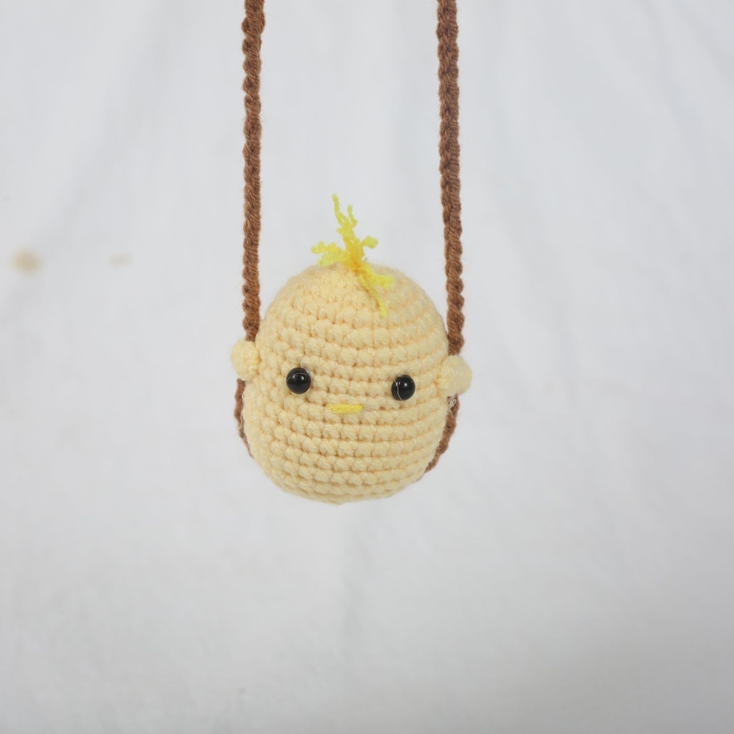 Adorable Crochet Frog on a Swing - Whimsical Handmade Car Hanging Charm, Cute Baby Duck Crochet