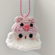 Handmade Halloween Crochet Car Accessories Pumpkin Decor Rear Mirror Hanger fall autumn ghost, cute hanging amigurumi holiday swing ornament