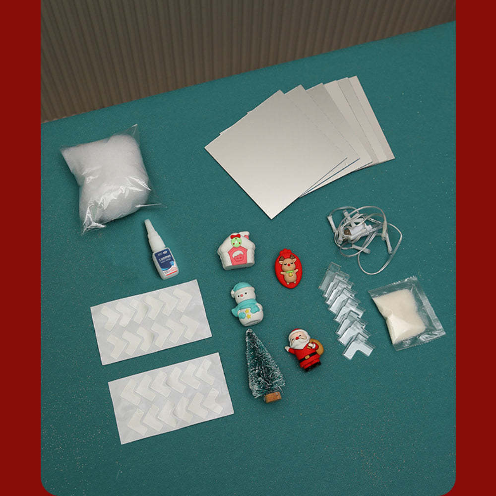 DIY Christmas Night Light Mirror and LED Lamp DIY Material Kit for Xmas Table Decor - 3DCrystalGifts