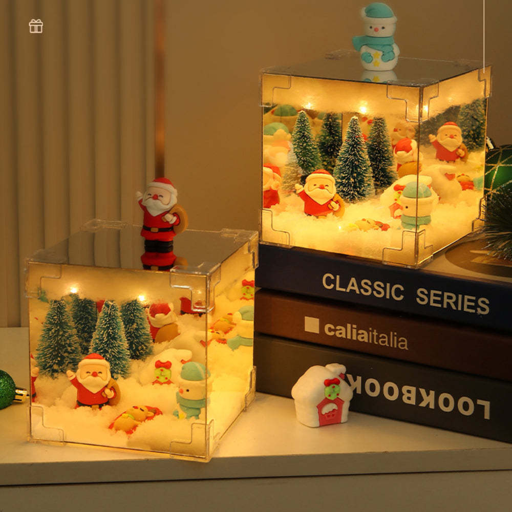 DIY Christmas Night Light Mirror and LED Lamp DIY Material Kit for Xmas Table Decor - 3DCrystalGifts