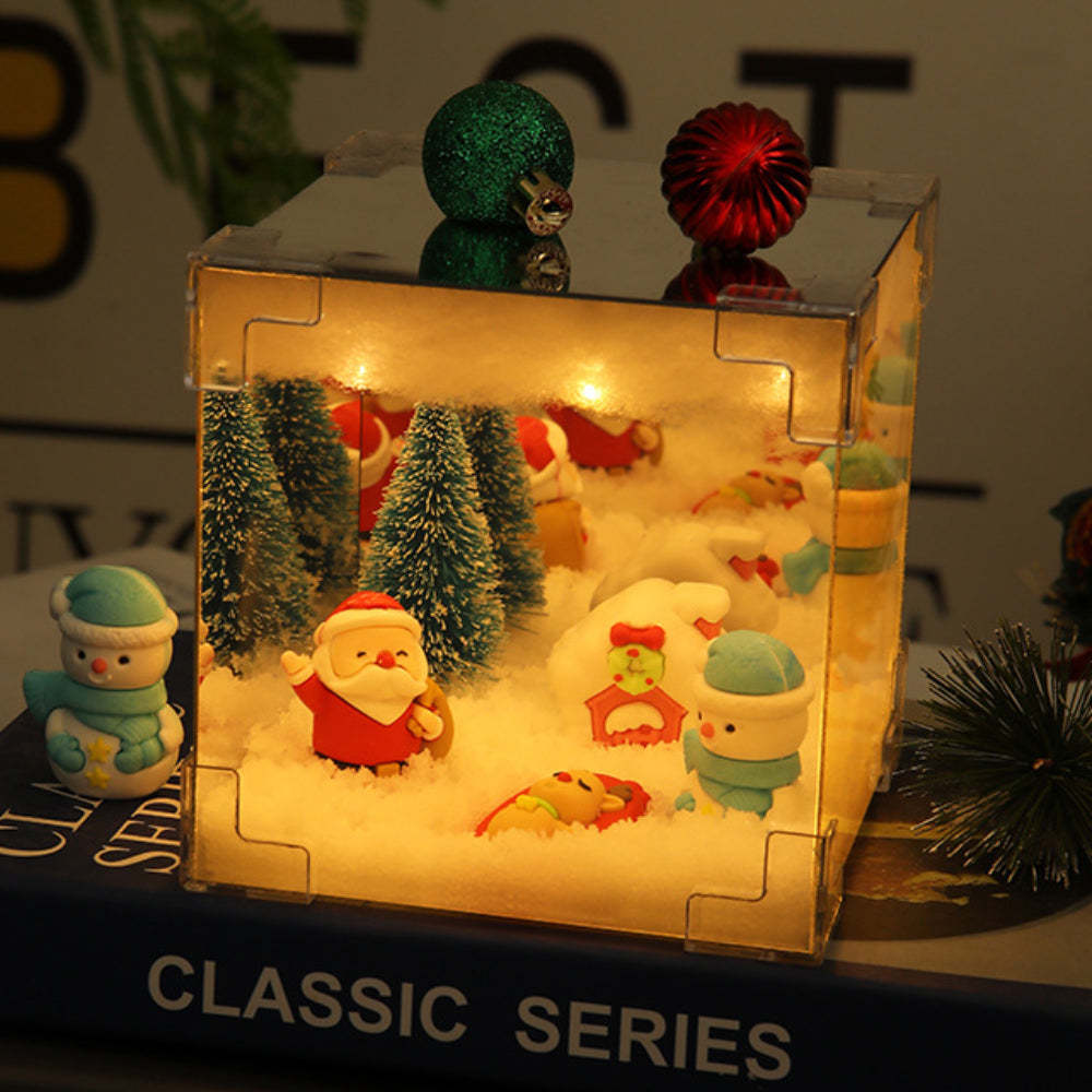 DIY Christmas Night Light Mirror and LED Lamp DIY Material Kit for Xmas Table Decor - 3DCrystalGifts