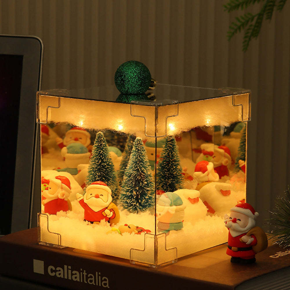 DIY Christmas Night Light Mirror and LED Lamp DIY Material Kit for Xmas Table Decor - 3DCrystalGifts