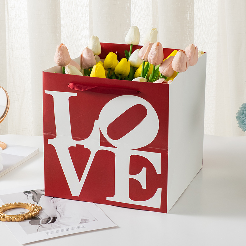 Red LOVE Square Bag(11"*11"*11") - 3DCrystalGifts