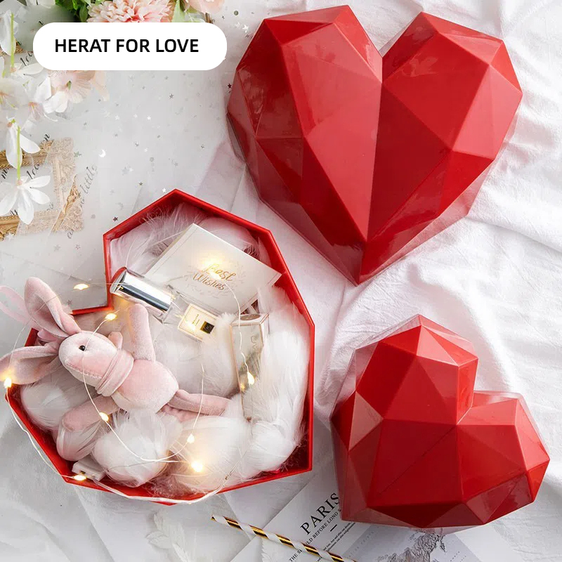 Red Heart Shaped Gift Box(7.08"*7.08"4.72") - 3DCrystalGifts