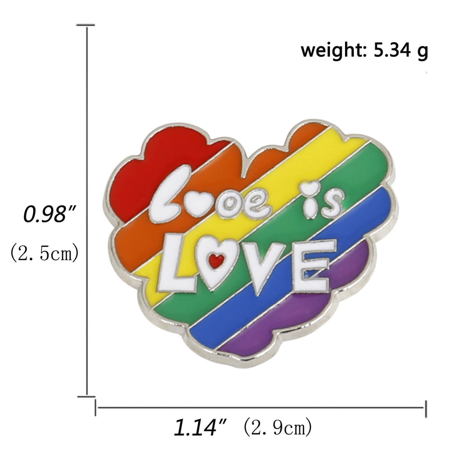 Colorful LGBTQ+ Rainbow Brooches 5PCS –Classic Rainbow, Cute Snail, He