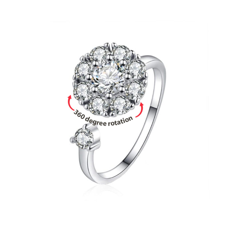 Anxiety Ring With Zircon Rotating Opening Adjustable Ring Anniversary Birthday Gifts For Women Girls - soufeelus