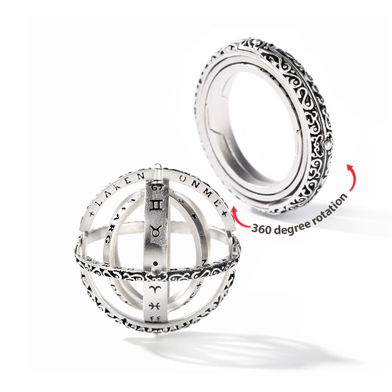 Astronomical Sphere Foldable Anxiety Ring Rotating Cosmic Finger Ring Vintage Couple Rings Creative Gift - soufeelus