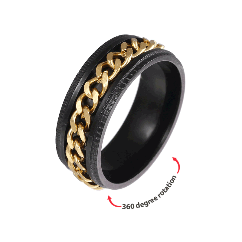 Anxiety Spinner Ring Stainless Steel Biker Grooved Edge Band Ring Gift For Men Friends - soufeelus