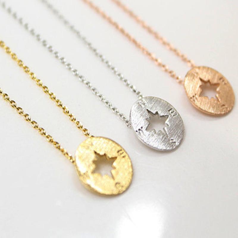 Fashion Compass Necklace Tiny Circle Retro Pendant