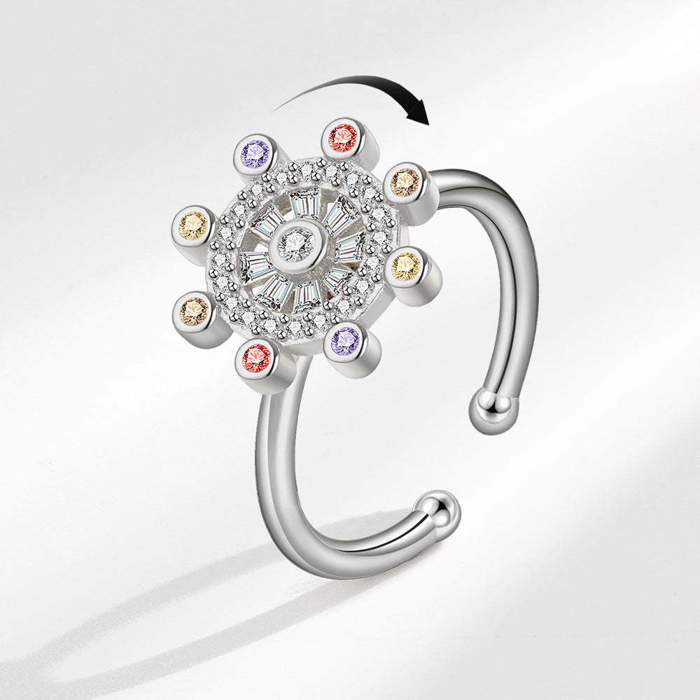 Fidget Anti-anxiety Ring Rudder Star Talisman Open Adjustable Spinner Ring Jewelry Gifts for Her - soufeelus