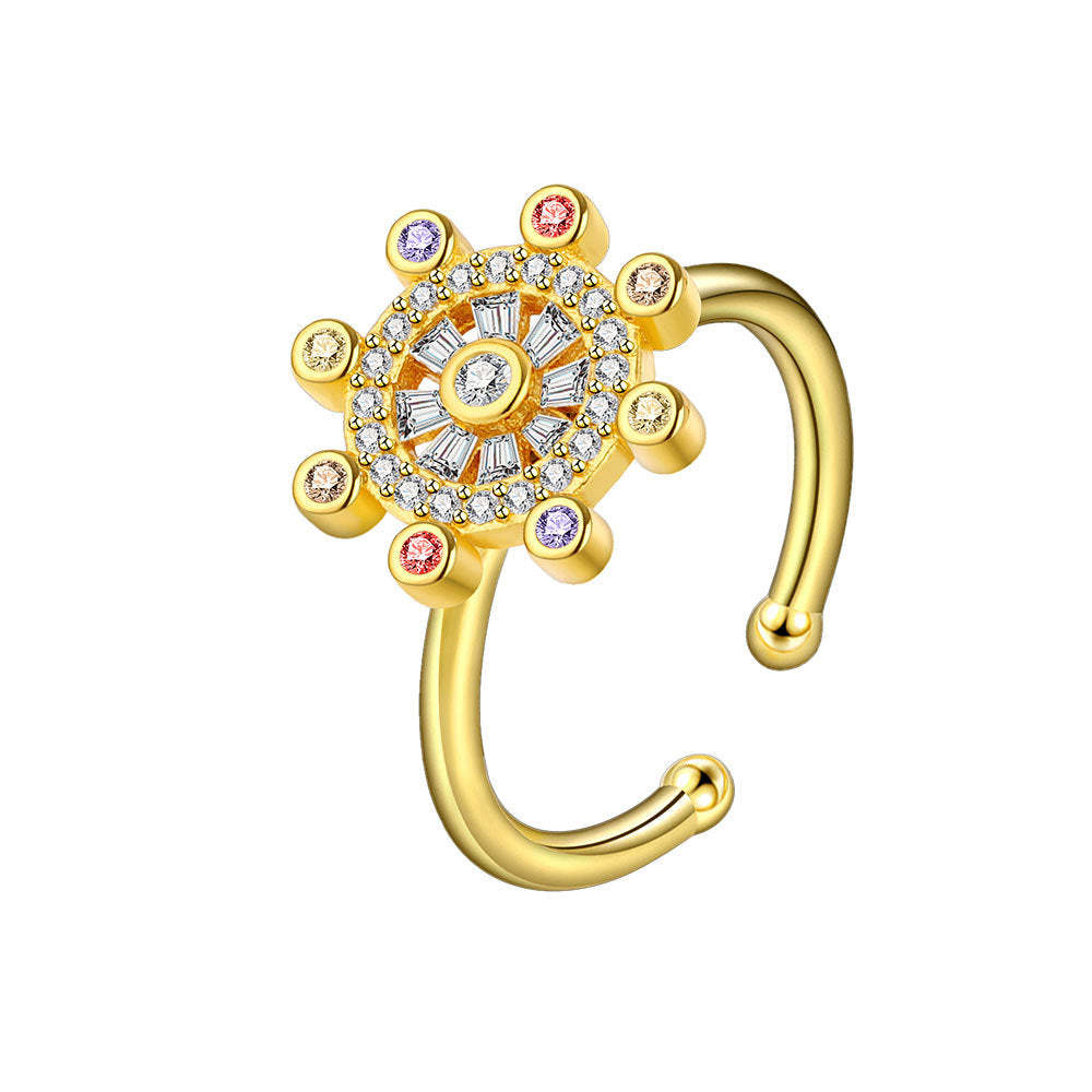Fidget Anti-anxiety Ring Rudder Star Talisman Open Adjustable Spinner Ring Jewelry Gifts for Her - soufeelus
