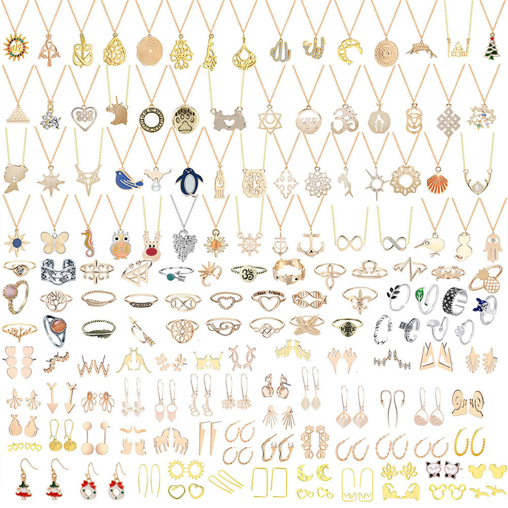 Advent Calendar To Christmas Ring Necklace Earrings Jewelry Box Set Christmas 24-Piece Set - soufeelus