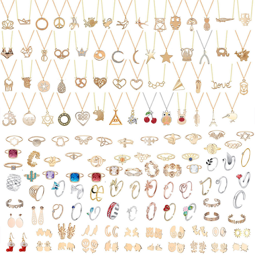 Advent Calendar To Christmas Jewelry Set Box Ring Necklace Earrings Christmas 24-Piece Set - soufeelus