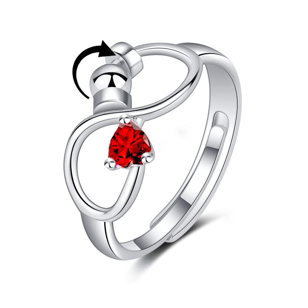 Fidget Anxiety Adjustable Rotating Ring for Women Girls with 12 Birthstone Jewelry for Birthday Gift - soufeelus