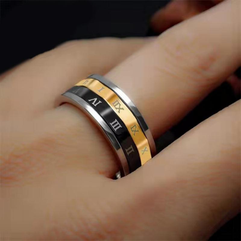 Fidget Anxiety Rings Roman Numerals Spinner Ring Jewelry Gifts for Women Men - soufeelus