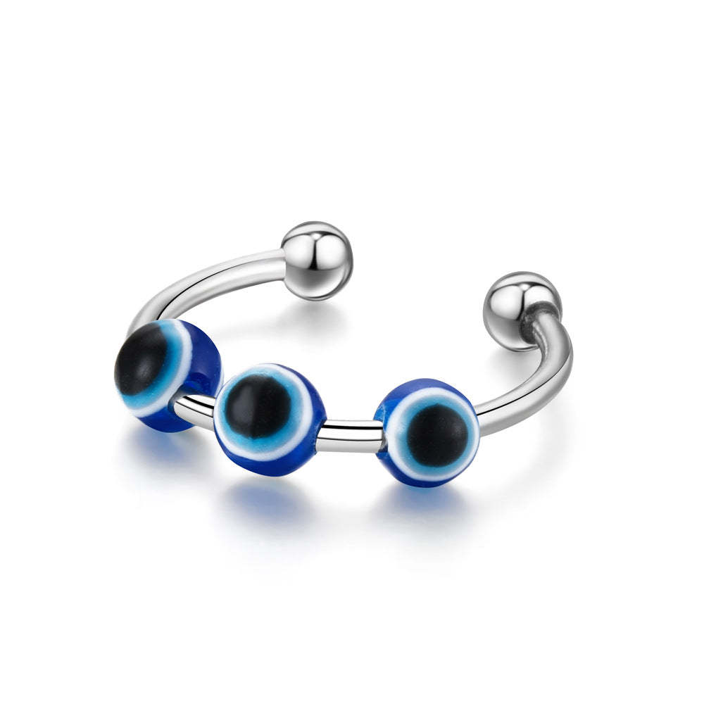 Fidget Anxiety Ring Open Adjustable Evil eyes Spinner Ring for Jewelry Gifts - soufeelus