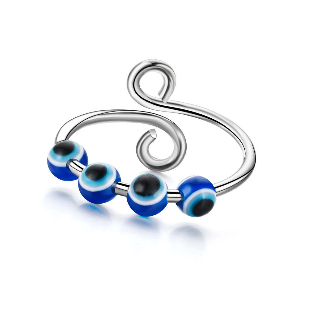 Fidget Anxiety Ring Open Adjustable Evil eyes Spinner Ring for Jewelry Gifts - soufeelus