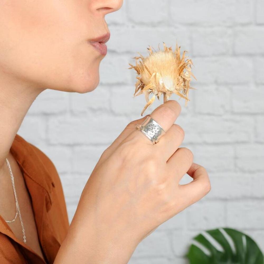 Fidget Anxiety Ring Vintage Dandelion Meditation Spinner Ring Gifts for Women Girls - soufeelus