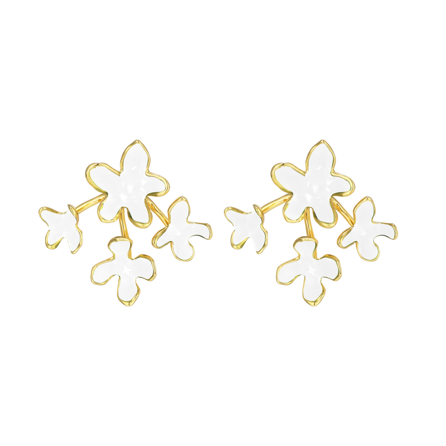 Ammi Collection White Four Petals Earrings