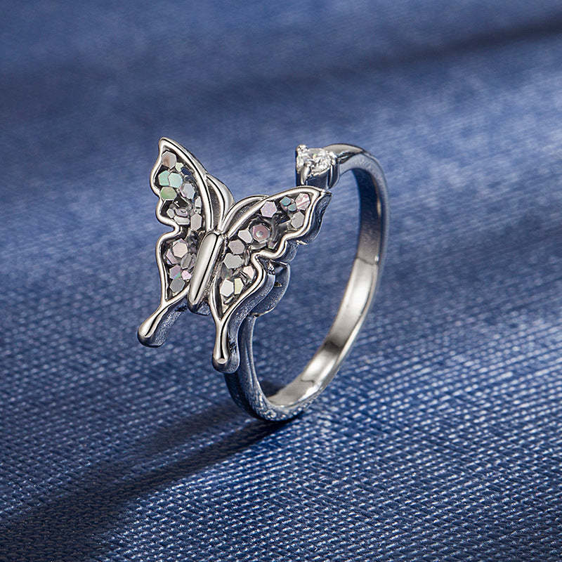 Anxiety Relief Decompression Ring Butterfly Opening Adjustable Ring Gift for Women - soufeelus