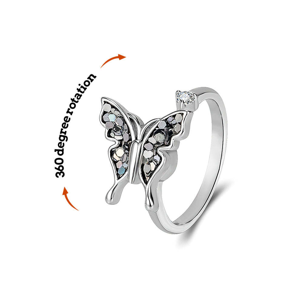 Anxiety Relief Decompression Ring Butterfly Opening Adjustable Ring Gift for Women - soufeelus