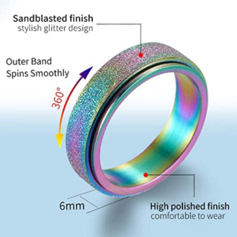Anxiety Relief Decompression Ring Stainless Steel Glitter Ring Gift for Women - soufeelus