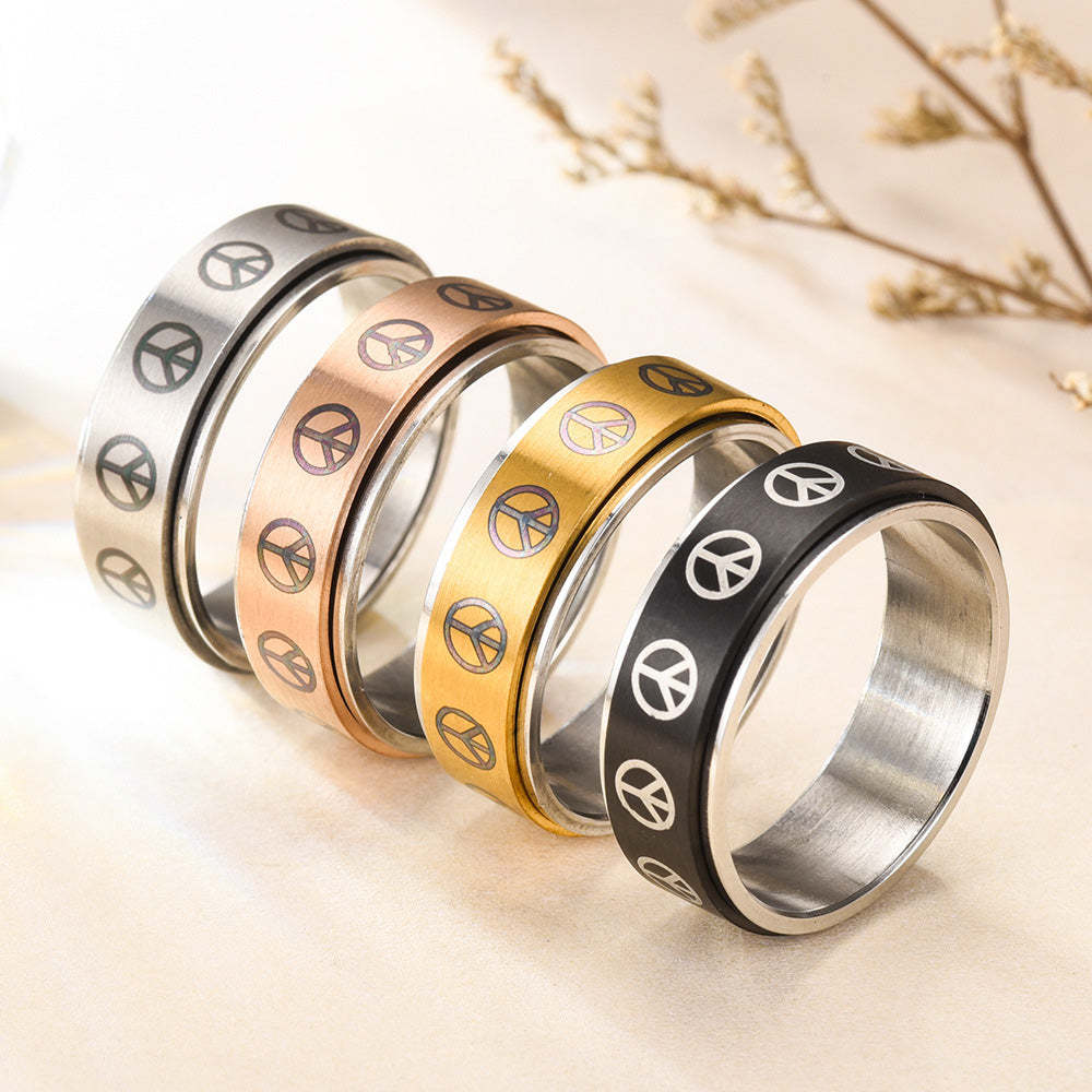Anxiety Ring Decompression Ring Anti-Anxiety Relief Peace Symbol Ring - soufeelus