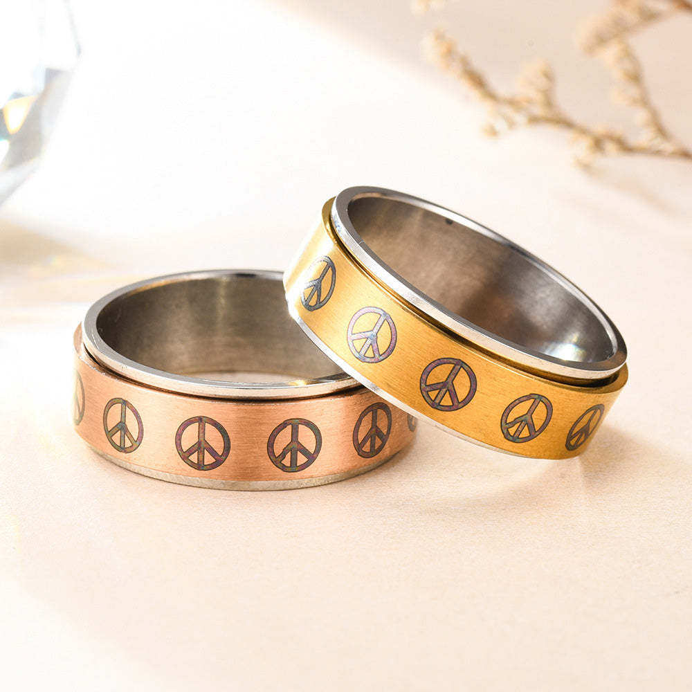 Anxiety Ring Decompression Ring Anti-Anxiety Relief Peace Symbol Ring - soufeelus